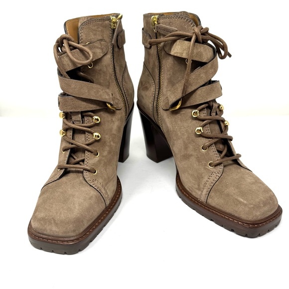 RALPH LAUREN Purple Label suede lace up booties, made in Italy